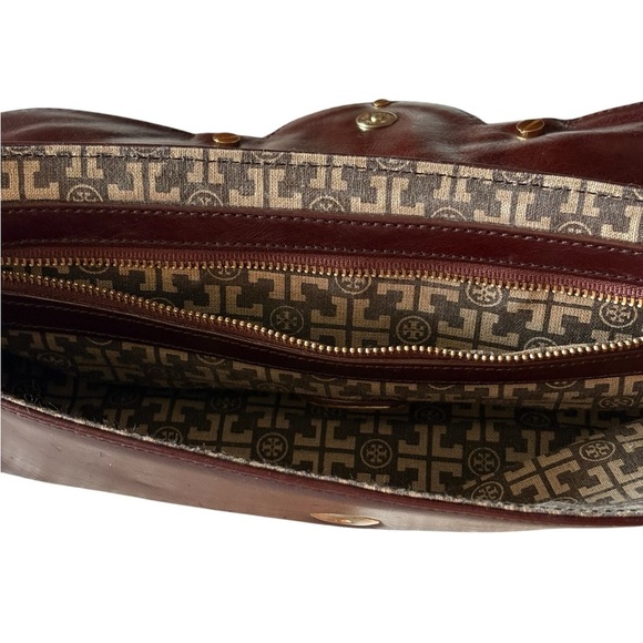 Vintage Tory Burch Leather Clutch python trim with Gold Accents - Picture 6 of 13